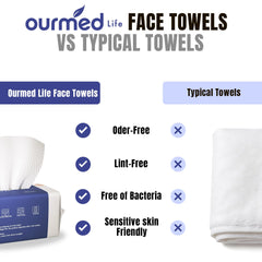 ourmed life towel removing foundation showing quick makeup cleanup