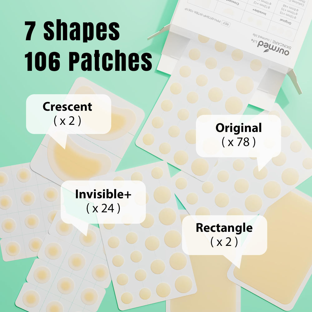 ourmed life layout of seven patch shapes displayed to show variety