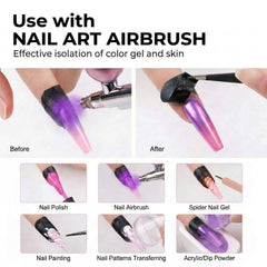 Outus protector in use during airbrush session preventing overspray and saving cleanup time