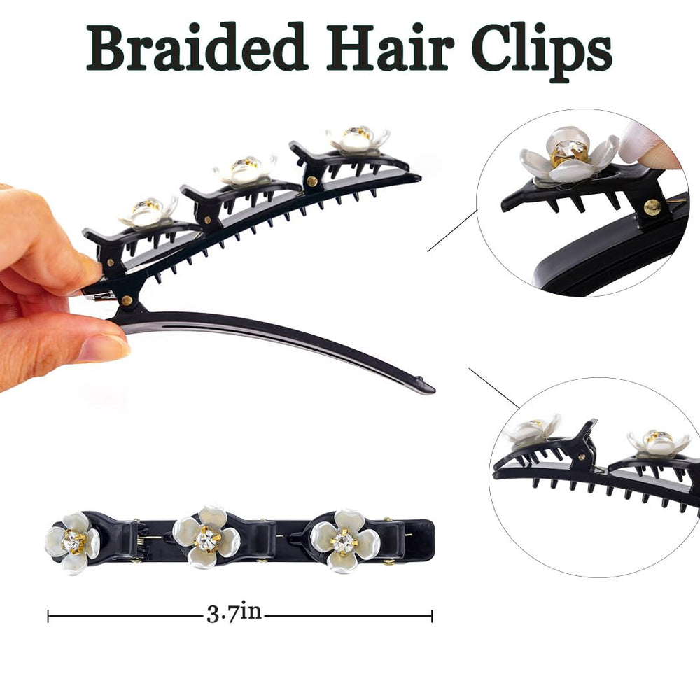 Outyua clips securing a braided hairstyle for added sparkle and style