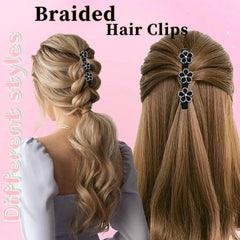 Outyua clips inserted in a braid demonstrating polished hold and instant shine