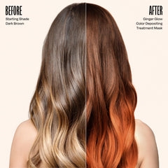 oVertone before and after comparison illustrating refreshed ginger color and improved shine