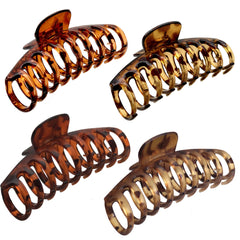 OWIIZI front view of 4-pack jumbo leopard clips showing variety and hold