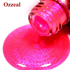 Ozzeal bottle beside LED lamp demonstrating quick curing and salon-quality results