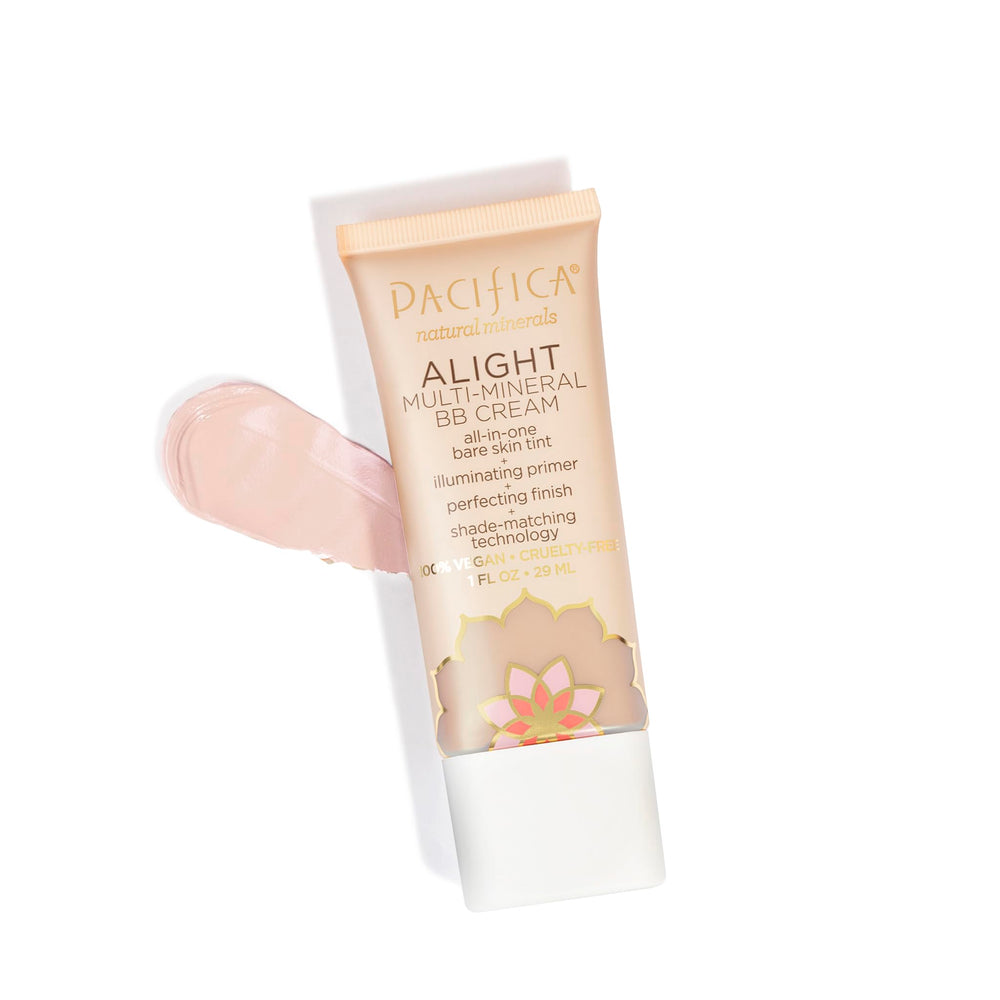 Pacifica BB cream inside a handbag with cosmetics, ideal for quick touch-ups benefit
