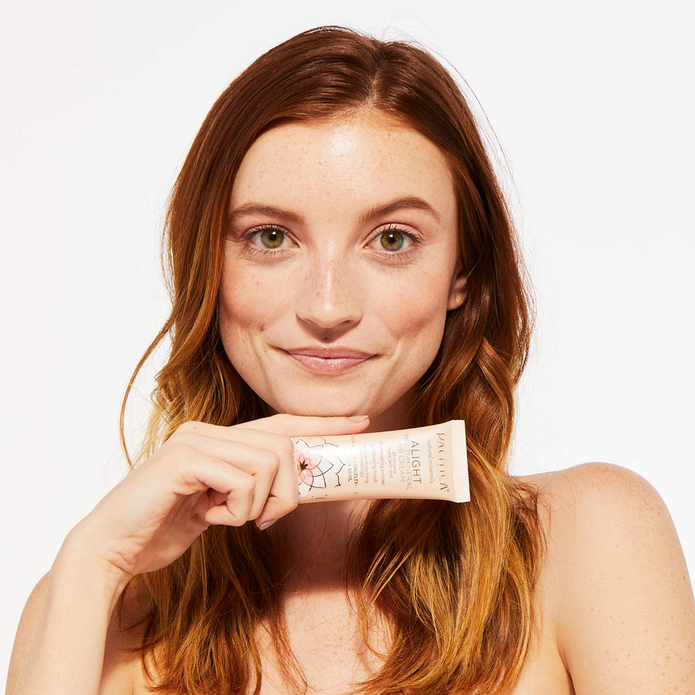 Pacifica product label showing ingredients list, highlights clean formula benefit