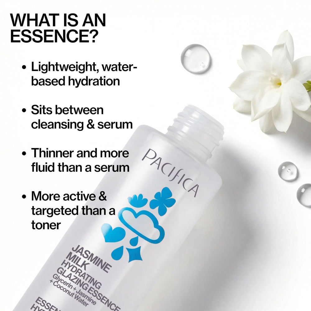 Pacifica bottle with jasmine flowers communicating botanical soothing benefits