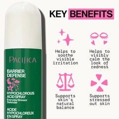 Pacifica fine mist dispersing onto skin to refresh and soothe irritated areas