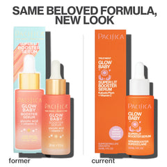 Pacifica Glow Baby illustrative before and after scheme showing tone improvement