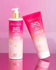 Pacifica lotion on bathroom shelf in lifestyle setting promoting daily ritual