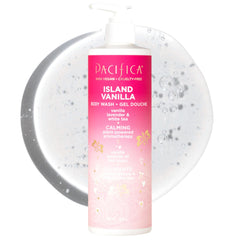 Pacifica front bottle showing label and vanilla scent benefits