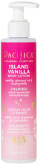 Pacifica Island Vanilla front bottle showing label and scent benefit
