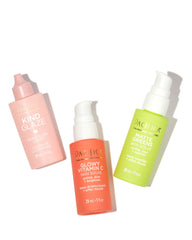 Pacifica primer next to coin for size scale showing travel-friendly bottle and convenience