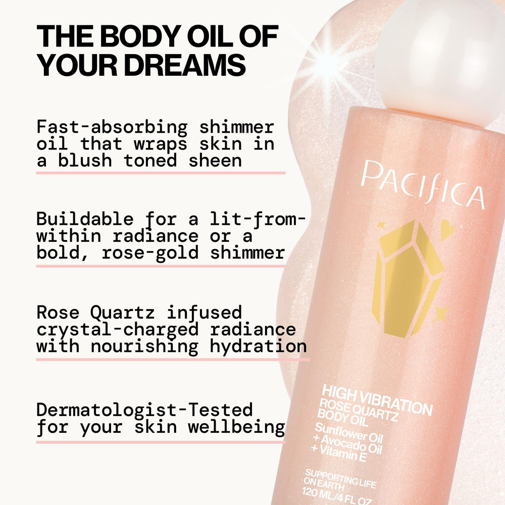 Pacifica oil being rubbed into hands showing nourishing hydration benefits