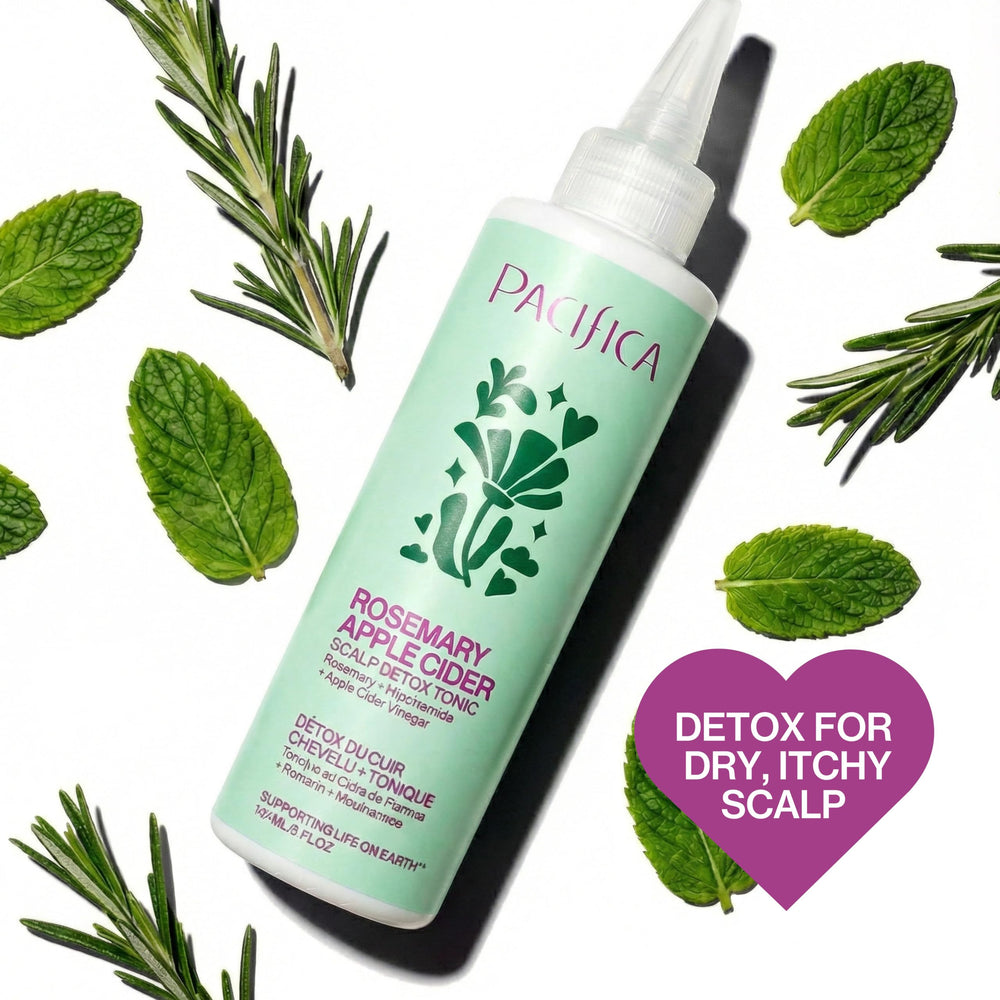 Applying Pacifica tonic before shampoo in shower demonstrating simple routine