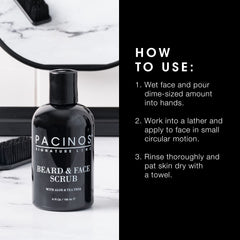 Pacinos before and after beard and skin showing reduced buildup benefit