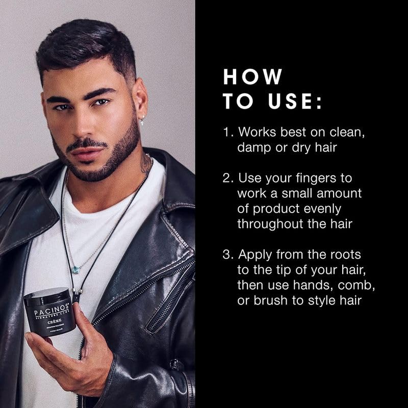 Pacinos used on damp hair scrunching to create textured, defined waves benefit