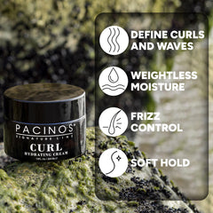 Pacinos cream in hand to show 10 oz size and portable salon-quality