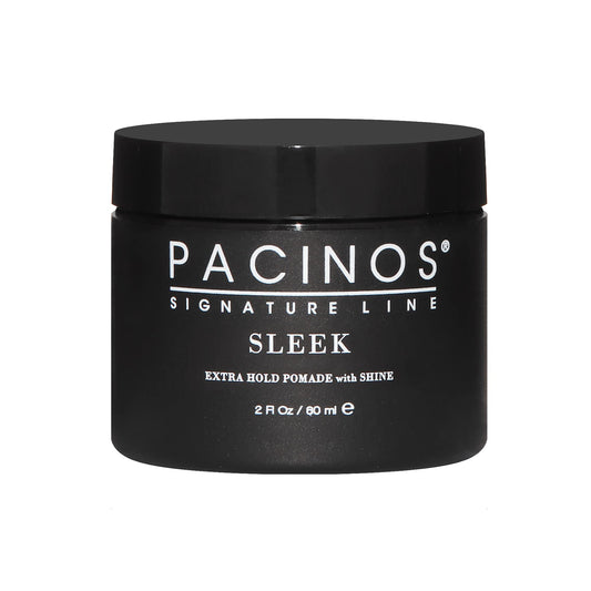 Pacinos Sleek jar front showing label and compact size for travel