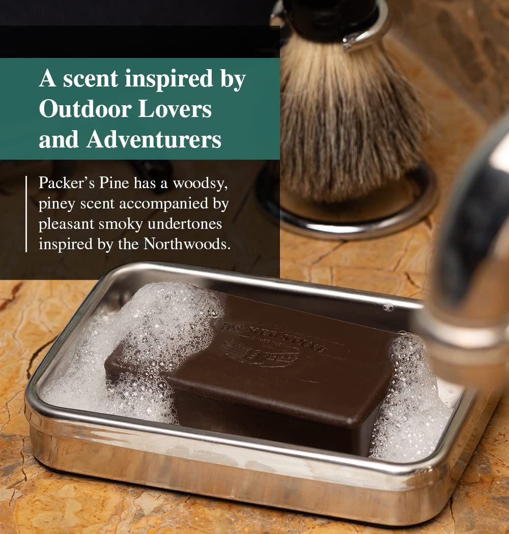 Packer's Pine bar in bath setting suggesting outdoor scent and refreshing rinse