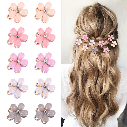 Paderison front packaging showing ten pink crystal flower clips and convenience