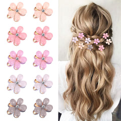 Paderison front packaging showing ten pink crystal flower clips and convenience