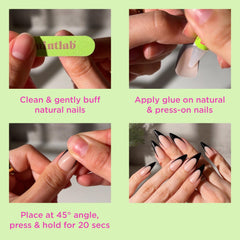 PaintLab finished manicure in a lifestyle setting showing polished French stiletto look for events