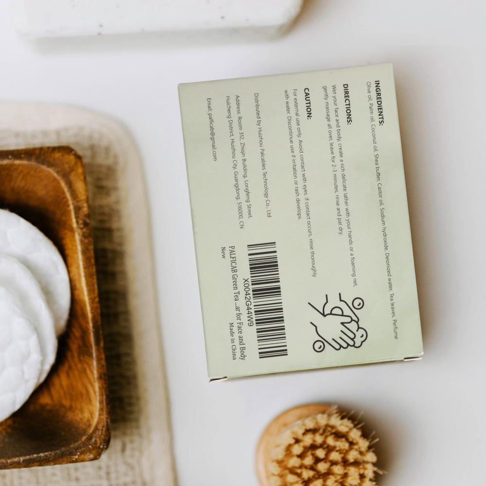 PALFICAB soap bars displayed on bathroom shelf suggesting daily routine refresh and style