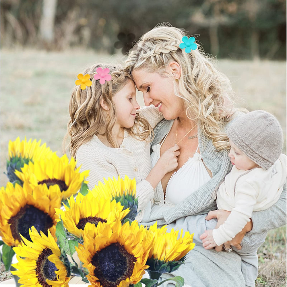 Palksky child wearing a flower clip for comfortable, cute everyday styling benefit