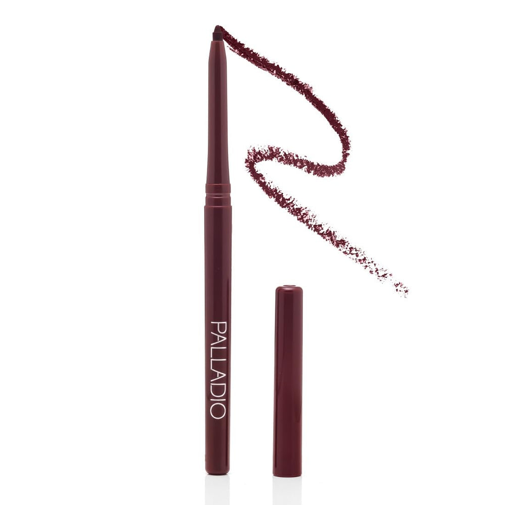 Palladio Black Berry twist-up liner front view showing slim design benefit