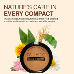 Palladio bronzer worn in lifestyle summer setting adding warm glow to complexion
