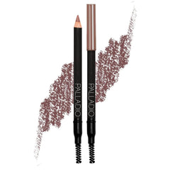 Palladio front packaging shows auburn brow pencil ready to use and portable
