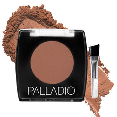 Palladio compact front view showing auburn shade and travel-ready size benefit