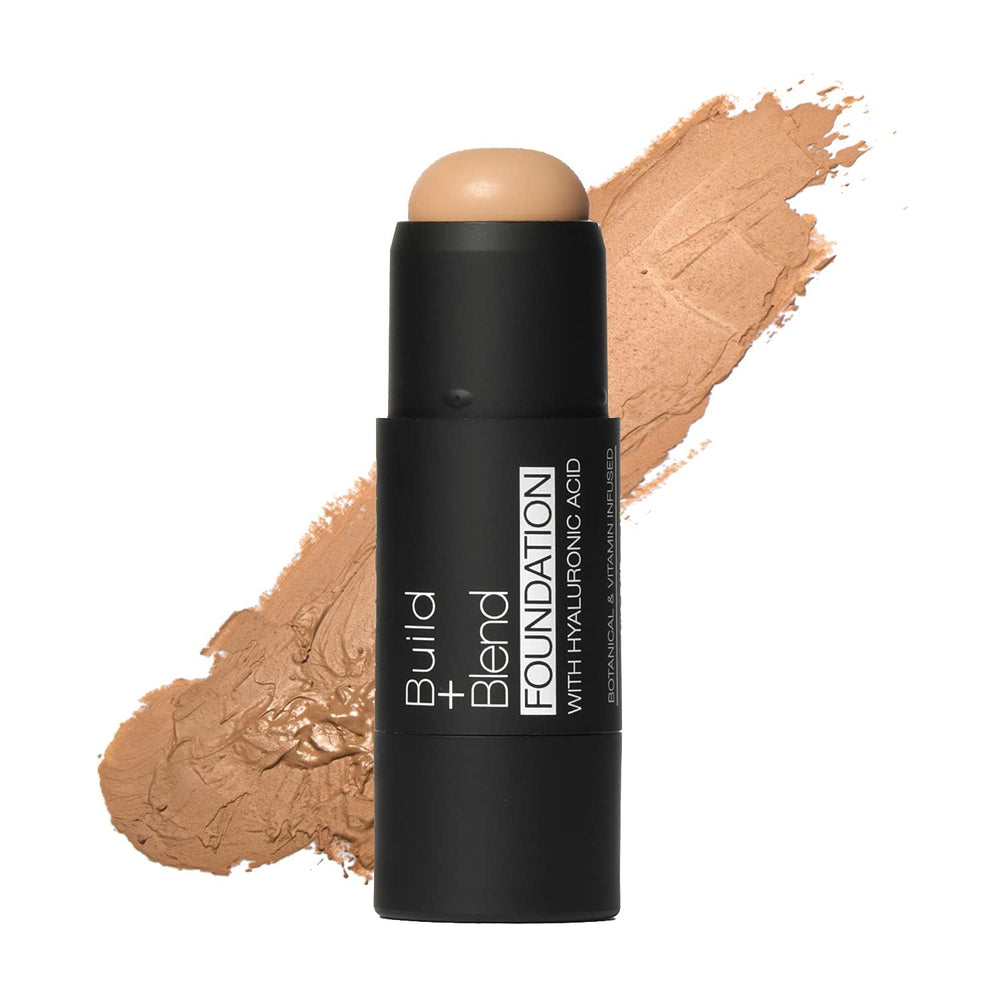 Palladio foundation stick front packaging showing product and shade Almond benefit easy selection