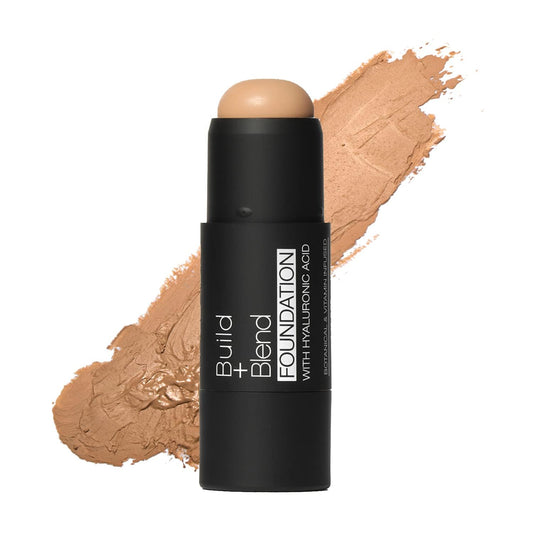 Palladio foundation stick front packaging showing product and shade Almond benefit easy selection