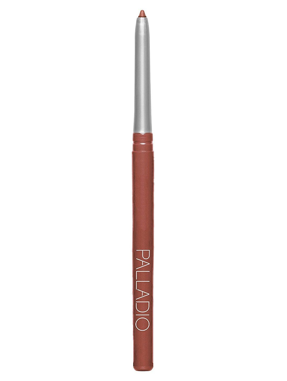 Palladio retractable lip liner front packaging showing shade sand and benefit long-lasting definition