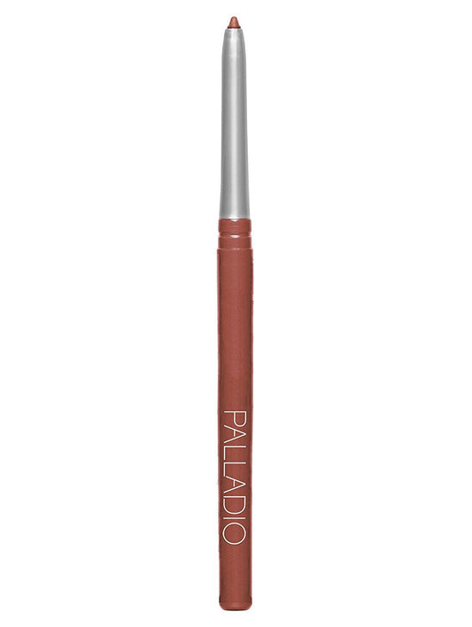 Palladio retractable lip liner front packaging showing shade sand and benefit long-lasting definition
