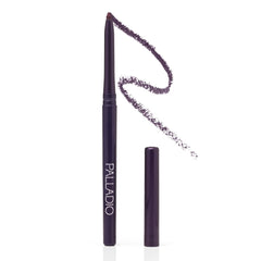 Palladio front packaging showing Exotic Plum pencil and branding benefit long-wear
