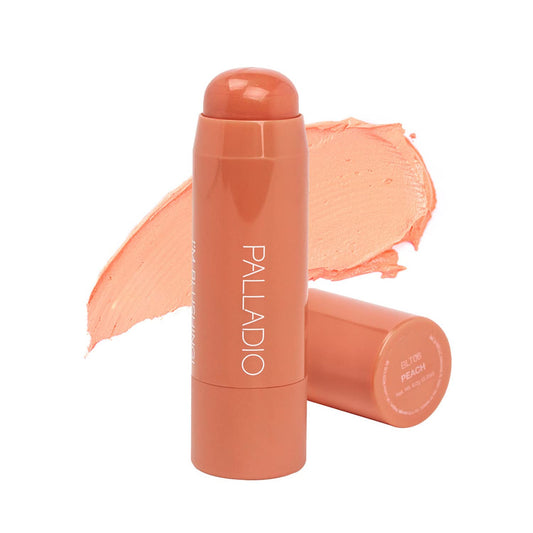 Palladio front view of the Peach multi-stick showing product color and twist cap benefit