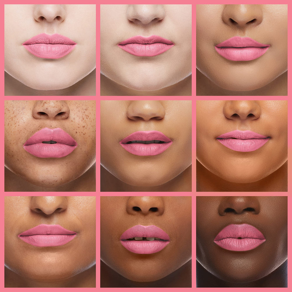Palladio applied on lips demonstrating long-lasting matte coverage