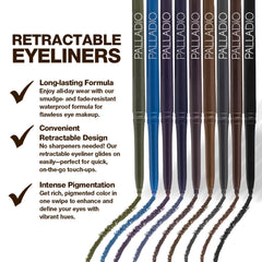 Palladio eyeliner applied to eye showing waterproof long-wear