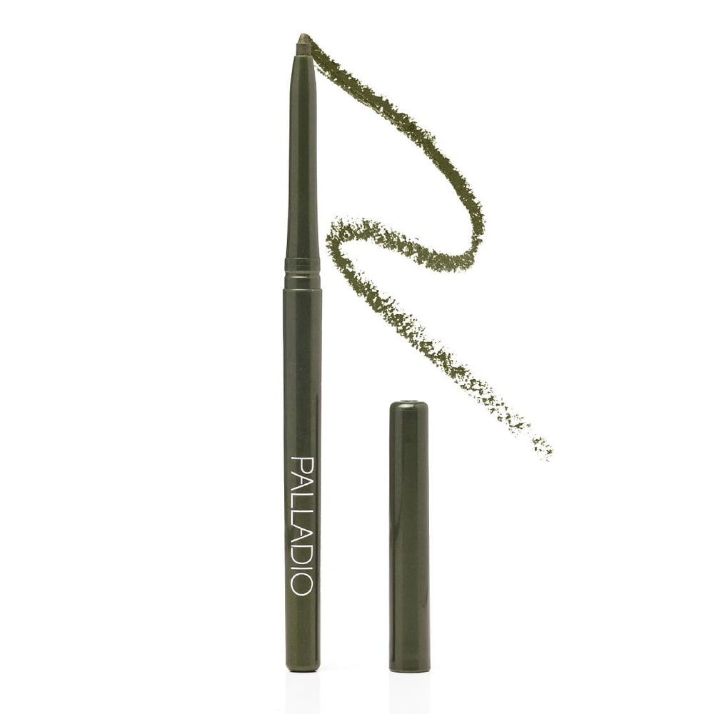 Palladio front packaging showing Olive retractable eyeliner benefits