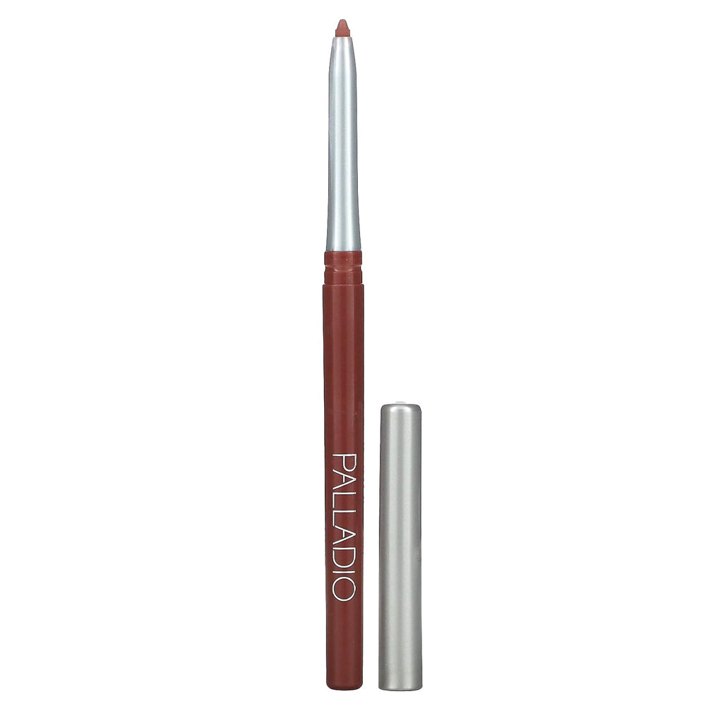 Palladio retractable lip liner front view showing slim twist-up design and shade