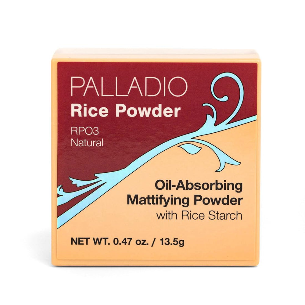 Palladio rice powder front jar showing compact packaging and matte finish