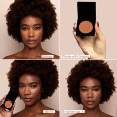 Open compact of Palladio Under Eye Brightener with applicator illustrating easy precise application