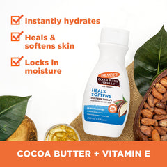 Palmer's coconut oil lotion pouring to demonstrate lightweight hydration benefit