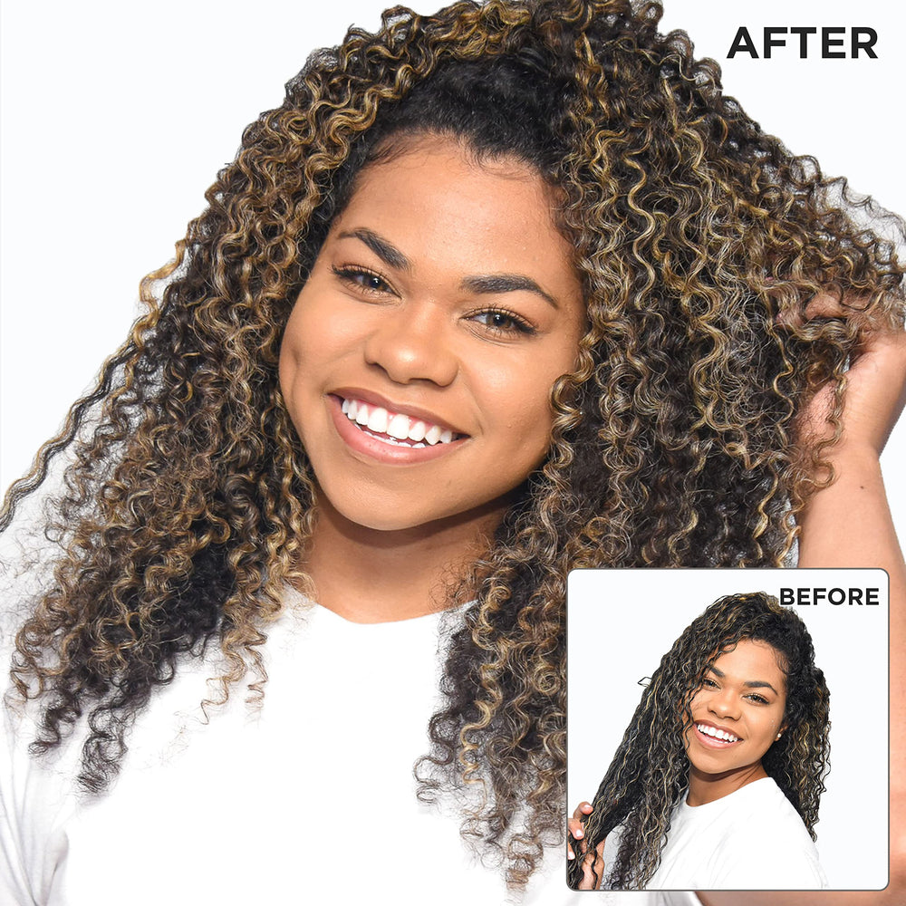 Palmer's treated hair with visible shine and reduced frizz benefit