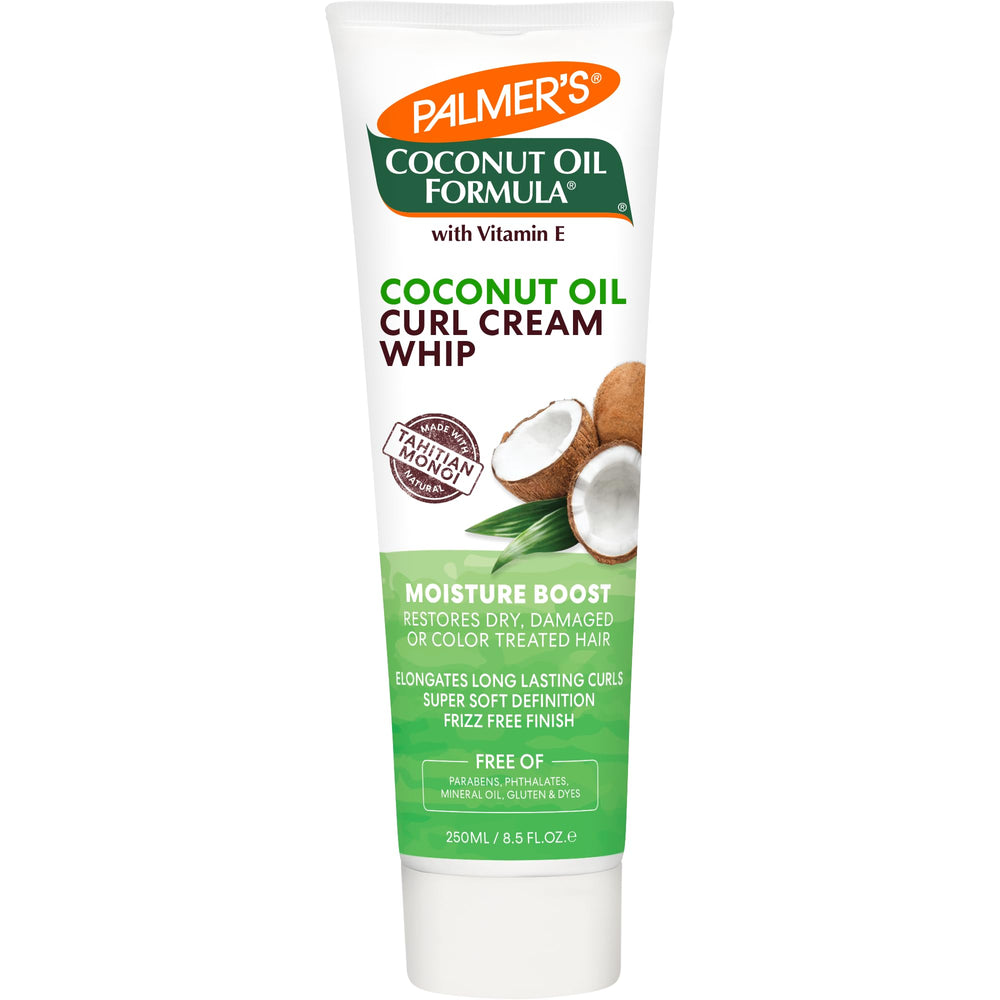Palmer's front packaging of Curl Whip cream showing product and benefits