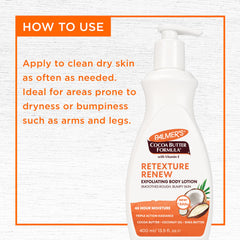 Palmer's ingredient label close-up showing cocoa butter and AHAs benefits
