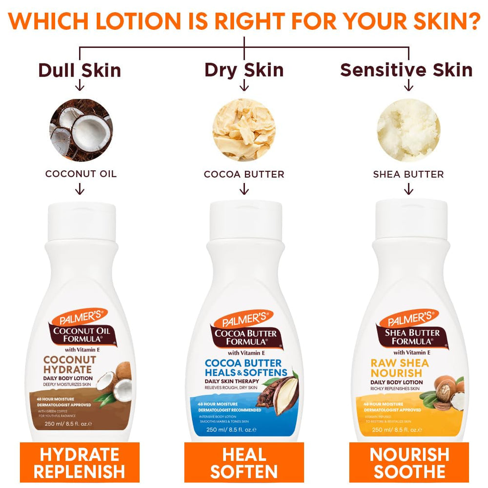 Palmer's lotions on a bathroom shelf styled for daily routine convenience